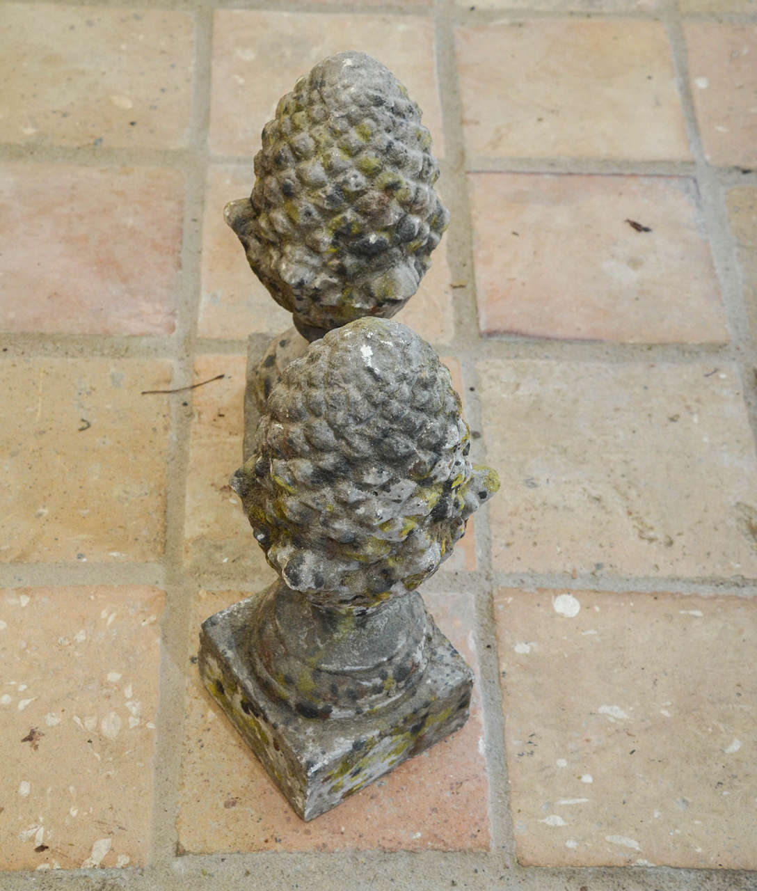 Pair of 19th Century Carved Stone Pineapple Finials 2
